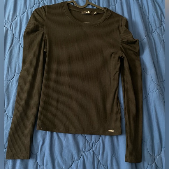 Women’s Puffed Sleeve Black Long Sleeve Top NWOT - Picture 2 of 6